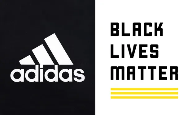 Dieses Bild zeigt das Adidas und das Black Lives Matter Logo.