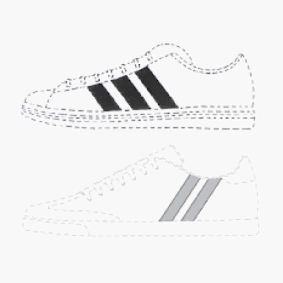 This picture shows a sketch of a shoe by Adidas.