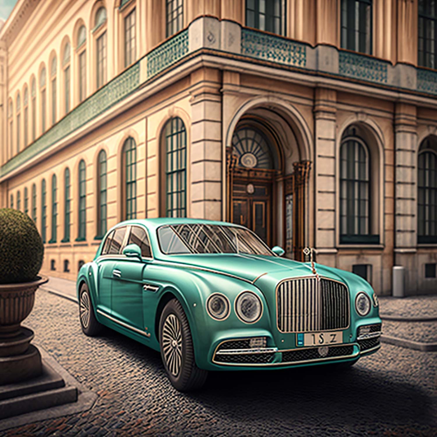 This image shows an illustration of a Bentley in Vienna.