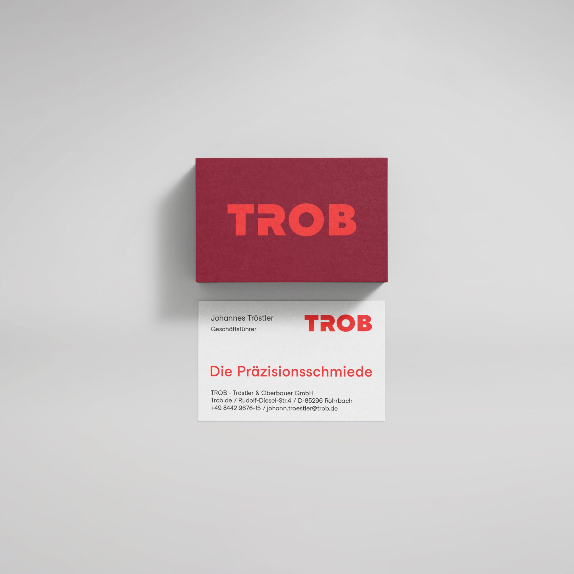 Visitenkarten der Präzisionsschmiede Trob © Philip Reitsperger Identity Lab Wien