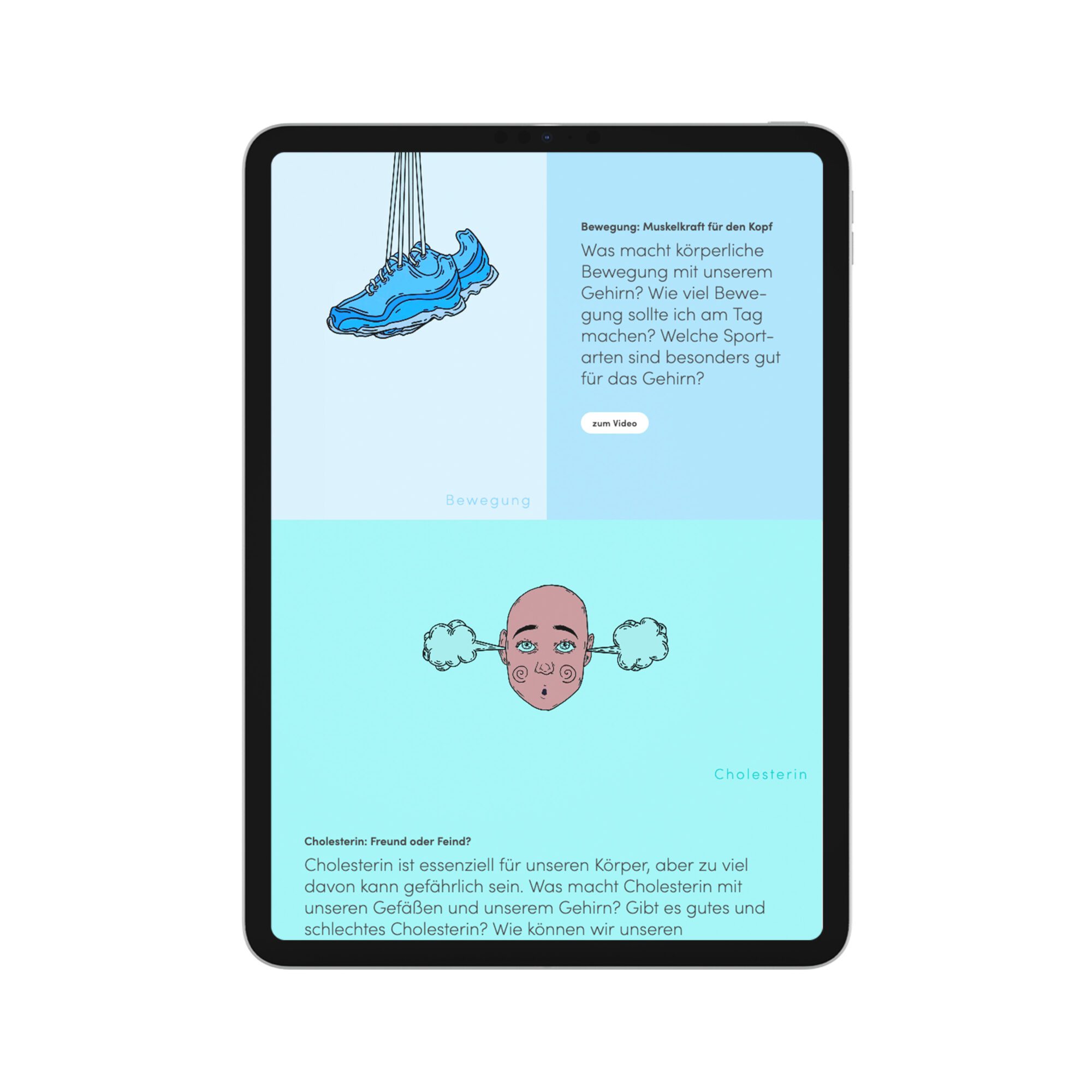 Mockup der Website für Gehirngesund am IPad. Hergestellt von Design Studio Identity Lab Wien.