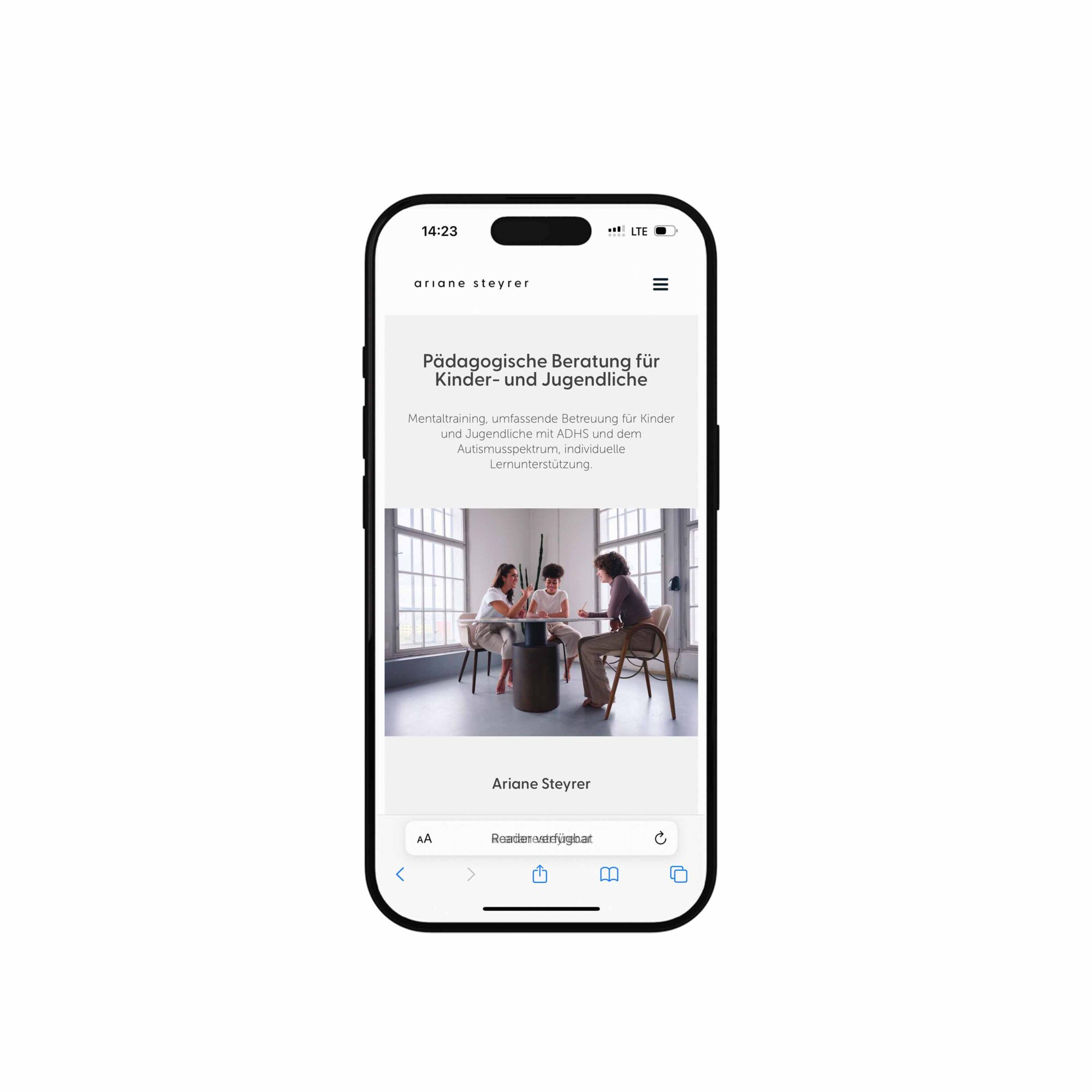 Ariane Steyrer - Website Design und Corporate Identity - Mockup Iphone
